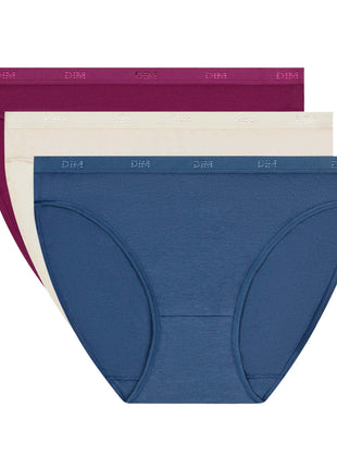 Dim slip lot de 3 Ecodim cotton stretch Bleu Cendré femmes