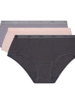 Dim short 3-pack Ecodim cotton stretch boxer taupe/pink/grey women