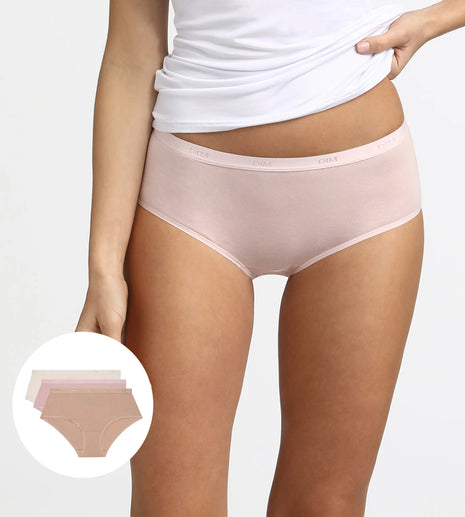 Dim short 3 pack Ecodim cotton stretch boxer skin/pink/mother-of-pearl women
