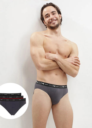 Dim slip 3 pack cotton stretch black / grey / chili red heren