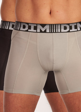 Dim short 2 pack 3d flex air long boxers black / grey heren  D01N2-9LU Dim boxer lot de 2 3d flex air long boxers black / grey hommes
