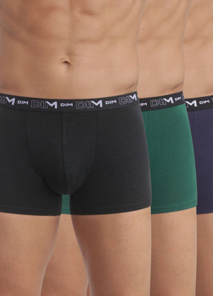 Dim short 3 pack cotton stretch boxer black / green / blue heren D6596-B39 Dim boxer 3 pack cotton stretch boxer black / green / blue hommes
