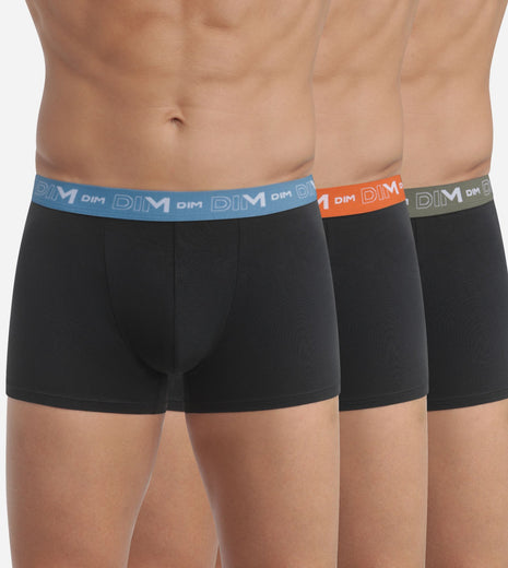 Dim short 3 pack cotton stretch boxer black waistband blue / orange / green heren D6596-B3B Dim boxer 3 pack cotton stretch boxer black waistband blue / orange / green hommes
