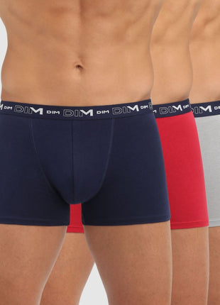 Dim short 3 pack cotton stretch boxer blue / red / grey heren D6596-9LH Dim boxer 3 pack cotton stretch boxer blue / red / grey hommes