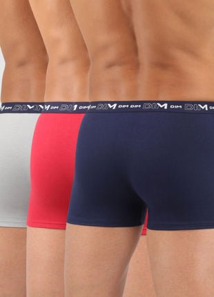 Dim short 3 pack cotton stretch boxer blue / red / grey heren D6596-9LH Dim boxer 3 pack cotton stretch boxer blue / red / grey hommes