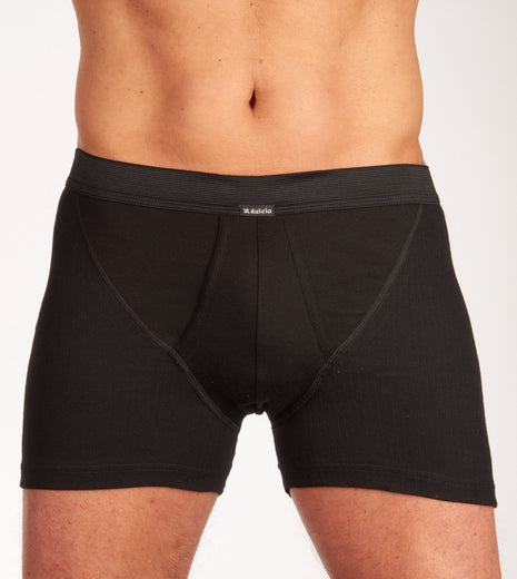 Dulcia short 2 pack new basic cotton 4-1 rib black heren 678-0560-black Dulcia boxer lot de 2 new basic cotton 4-1 rib black hommes