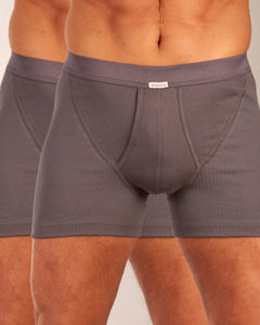 Dulcia short 2 pack new basic cotton 4-1 rib grey heren 678-0560-grey Dulcia boxer lot de 2 new basic cotton 4-1 rib grey hommes