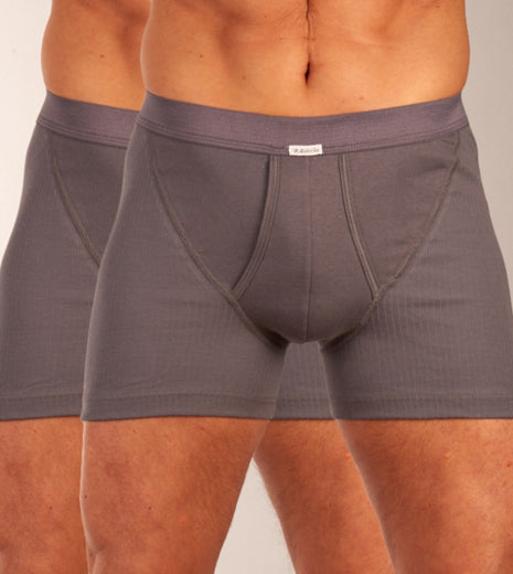 Dulcia short 2 pack new basic cotton 4-1 rib grey heren 678-0560-grey Dulcia boxer lot de 2 new basic cotton 4-1 rib grey hommes