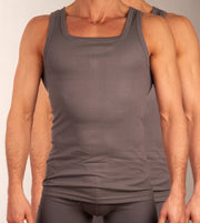Dulcia singlet 2 pack new basic cotton 4-1 rib gray men