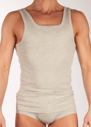 Dulcia singlet basic cotton 1-1 rib grey heren 695-8050-grey Dulcia débardeur basic cotton 1-1 rib grey hommes