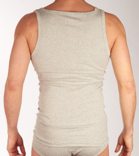 Dulcia singlet basic cotton 1-1 rib grey heren 695-8050-grey Dulcia débardeur basic cotton 1-1 rib grey hommes