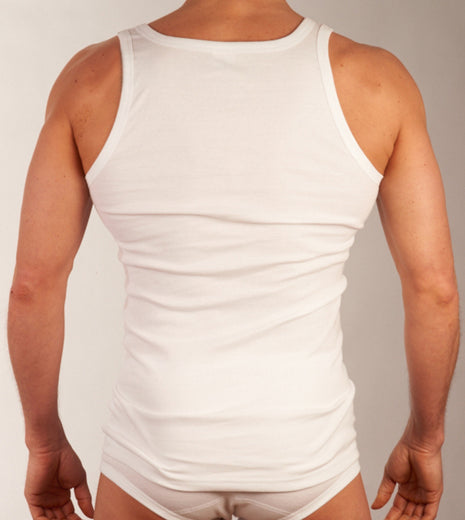 Dulcia singlet basic cotton 1-1 rib white heren 675-8050-white Dulcia débardeur basic cotton 1-1 rib white hommes