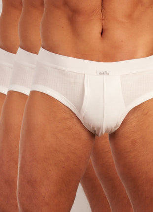 Dulcia slip 3 pack new basic cotton 4-1 rib white heren 678-0540-white Dulcia slip lot de 3 new basic cotton 4-1 rib white hommes