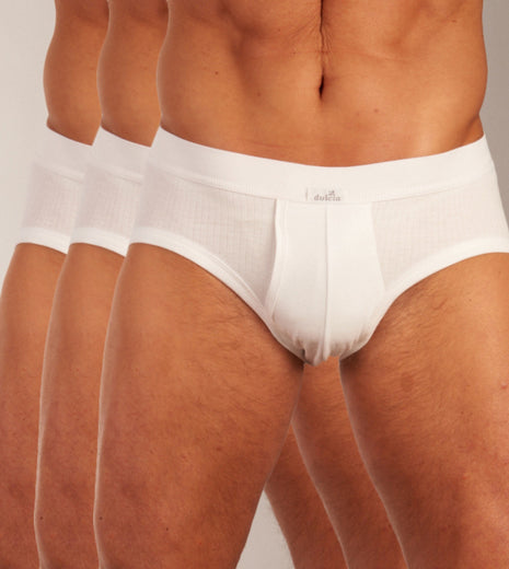 Dulcia slip 3 pack new basic cotton 4-1 rib white heren 678-0540-white Dulcia slip lot de 3 new basic cotton 4-1 rib white hommes