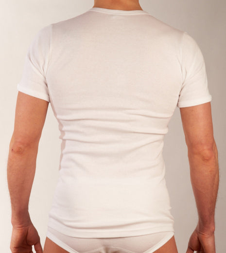 Dulcia t-shirt ronde hals basic cotton 1-1 rib white heren 675-8167-white Dulcia t-shirt col rond basic cotton 1-1 rib white hommes