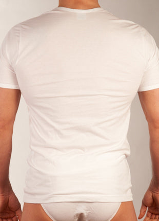 Dulcia t-shirt v-hals atletic cotton white heren 905-8020-white Dulcia t-shirt col v atletic cotton white hommes
