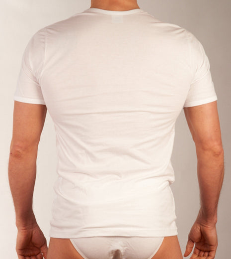 Dulcia t-shirt v-hals atletic cotton white heren 905-8020-white Dulcia t-shirt col v atletic cotton white hommes