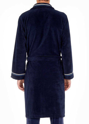 Hom badjas transat bathrobe navy heren 402443-00RA Hom peignoir transat bathrobe navy hommes