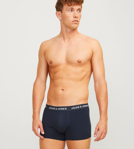 Jack & Jones short 7 pack jacbasic trunks light grey melange / navy blazer / black heren 12165587-4609827 Jack & Jones boxer lot de 7 jacbasic trunks light grey melange / navy blazer / black hommes