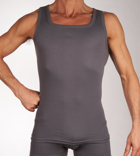 Mango singlet 2 pack 1-1 rib box grey heren 685-7850-box grey Mango débardeur lot de 2 1-1 rib box grey hommes