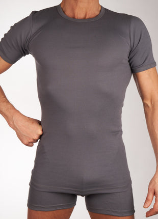 Mango t-shirt ronde hals 2 pack 1-1 rib box grey heren 685-8167-box grey Mango t-shirt col rond lot de 2 1-1 rib box grey hommes