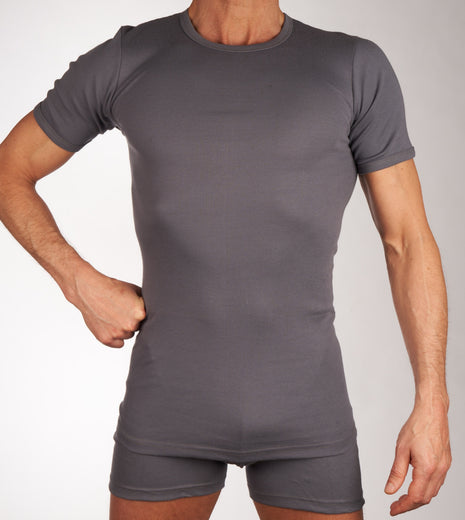 Mango t-shirt ronde hals 2 pack 1-1 rib box grey heren 685-8167-box grey Mango t-shirt col rond lot de 2 1-1 rib box grey hommes