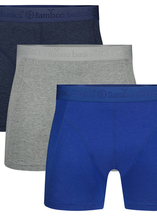 Bamboo Basics short 3 pack knitted boxer shorts grey blue jeans men