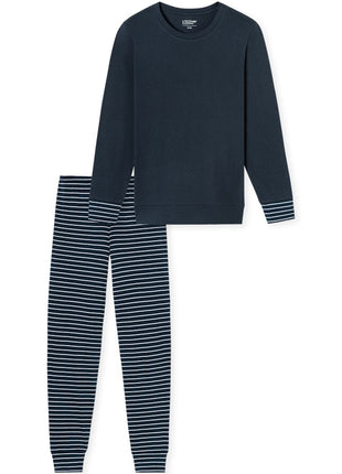 Schiesser pyjama lange broek uncover dark blue stripes pant dames Schiesser pantalon de pyjama long uncover dark blue stripes femmes