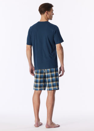 Schiesser pyjama short casual essentials bleu foncé homme