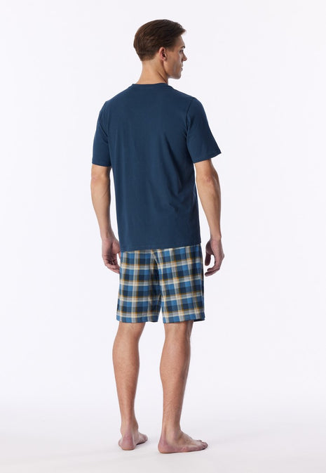 Schiesser pajama shorts casual essentials deep blue men