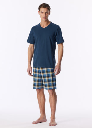 Schiesser pyjama short casual essentials bleu foncé homme
