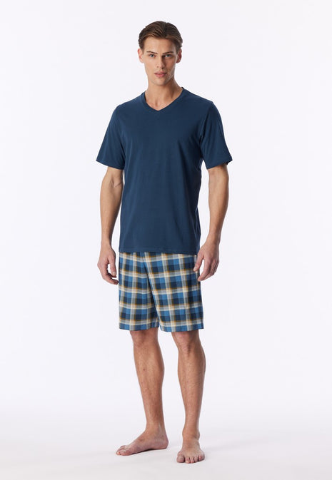 Schiesser pajama shorts casual essentials deep blue men