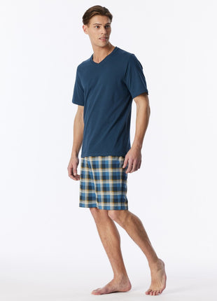 Schiesser pyjama short casual essentials bleu foncé homme
