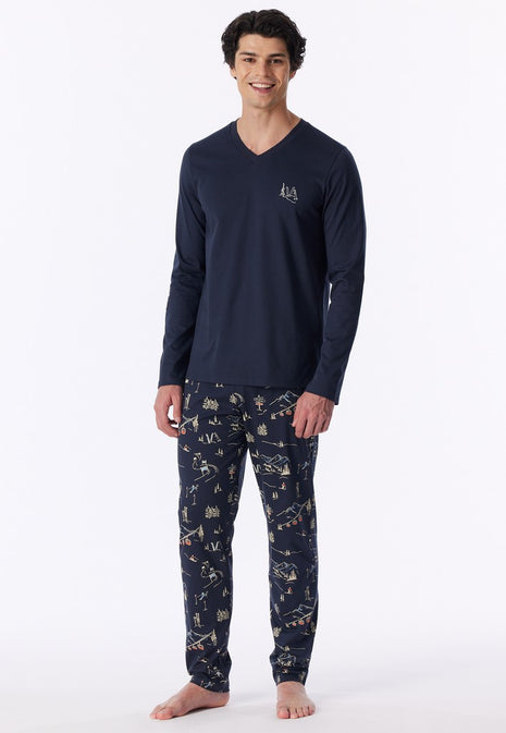 Pyjama long homme Schiesser Family bleu foncé
