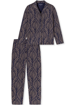 Schiesser pyjama long interlock bleu marine femme