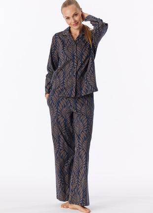 Schiesser pyjama long interlock bleu marine femme