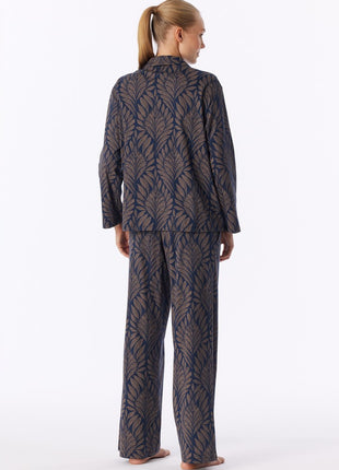 Schiesser pyjama long interlock bleu marine femme