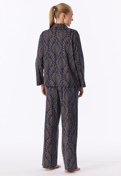 Schiesser long interlock pyjamas deep sea blue women