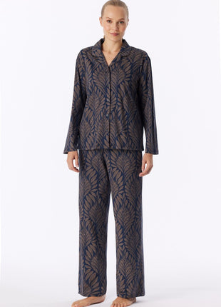 Schiesser pyjama long interlock bleu marine femme