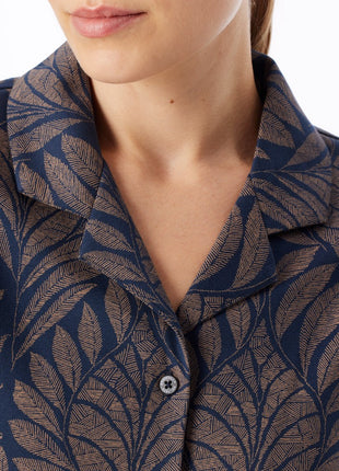 Schiesser pyjama long interlock bleu marine femme