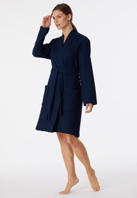 Schiesser Essentials Bathrobe Dark Blue Women