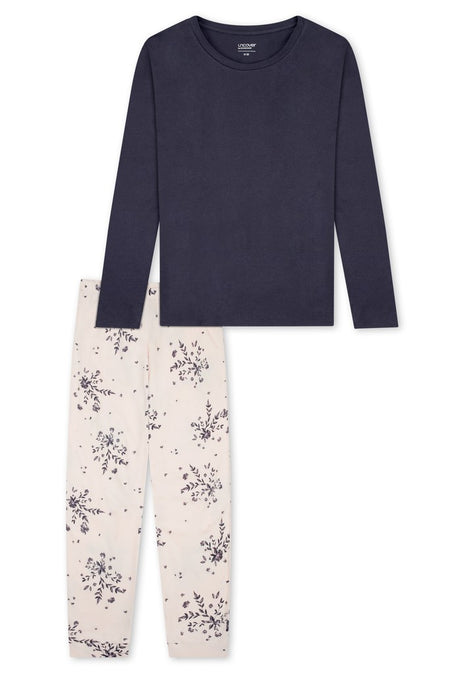 Schiesser long pyjamas Uncover blue-grey women