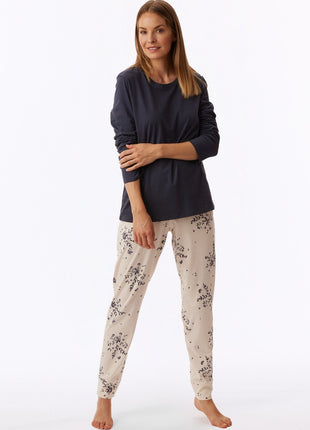 Schiesser long pyjamas Uncover blue-grey women