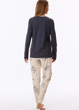 Schiesser long pyjamas Uncover blue-grey women