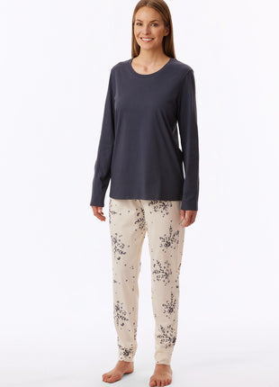 Schiesser long pyjamas Uncover blue-grey women