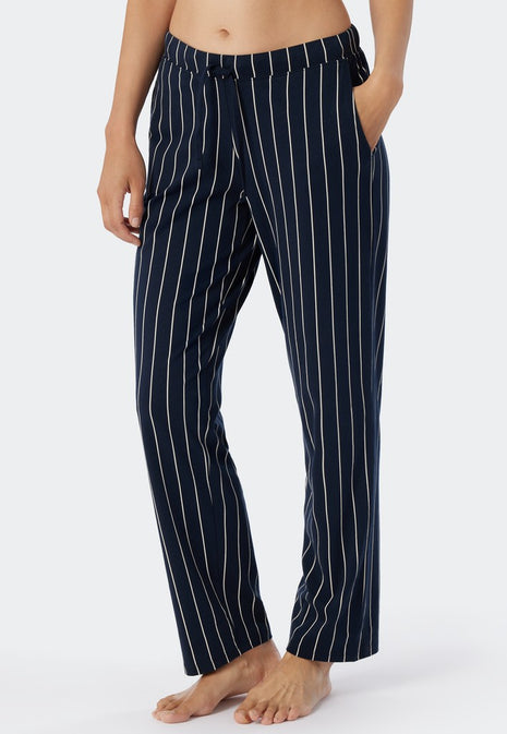 Pantalon Schiesser mix + relax rayures bleues femme