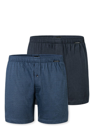 Schiesser Boxer Shorts 2 Pack Organic Cotton Dark Blue Men