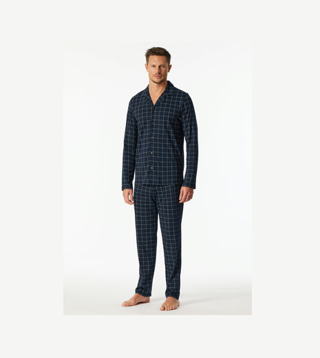 Schiesser pyjama lange broek fine interlock nightblue heren