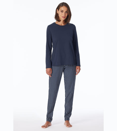 Schiesser pyjama lange broek uncover dark blue dames