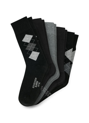 Schiesser sokken 5 paar bluebird stay fresh socks zwart gecombineerd heren